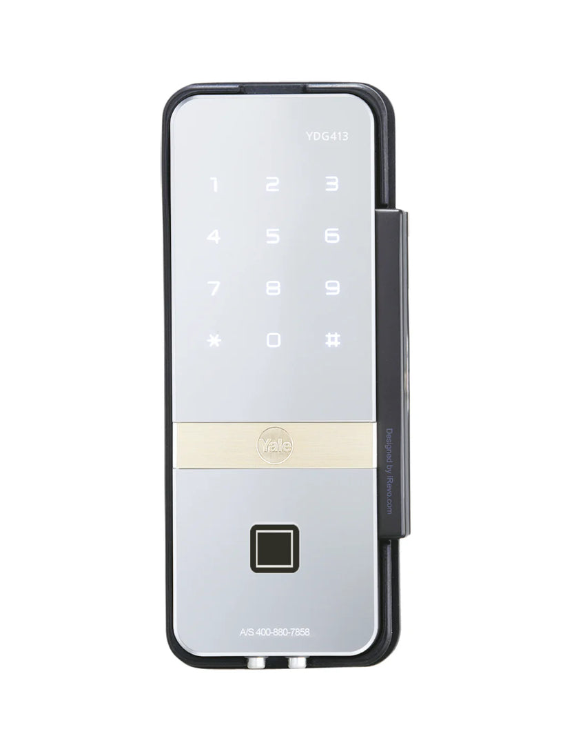 YALE YDG 413 GL Biometric Smart Glass Door Lock, Mirror Finish