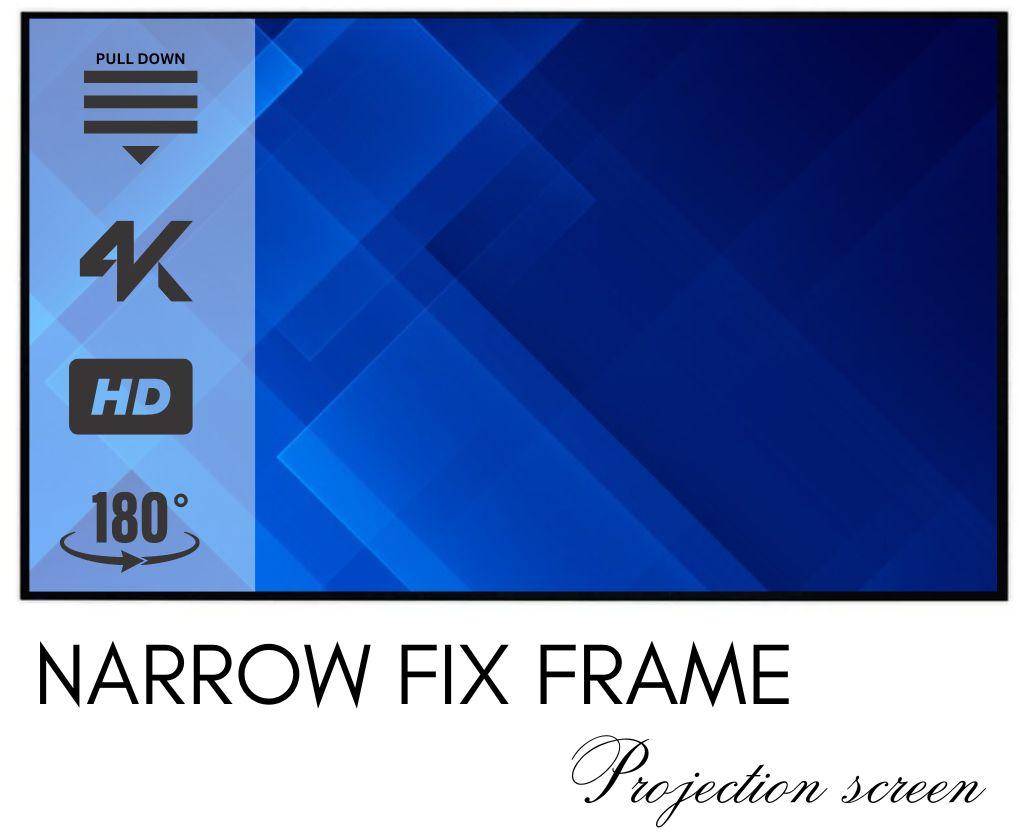 ELCOR, ezCinema Acoustically Fix frame projector screen 100-inch Diagonal In 16:9 Ratio, UHD/3D/4K Technology