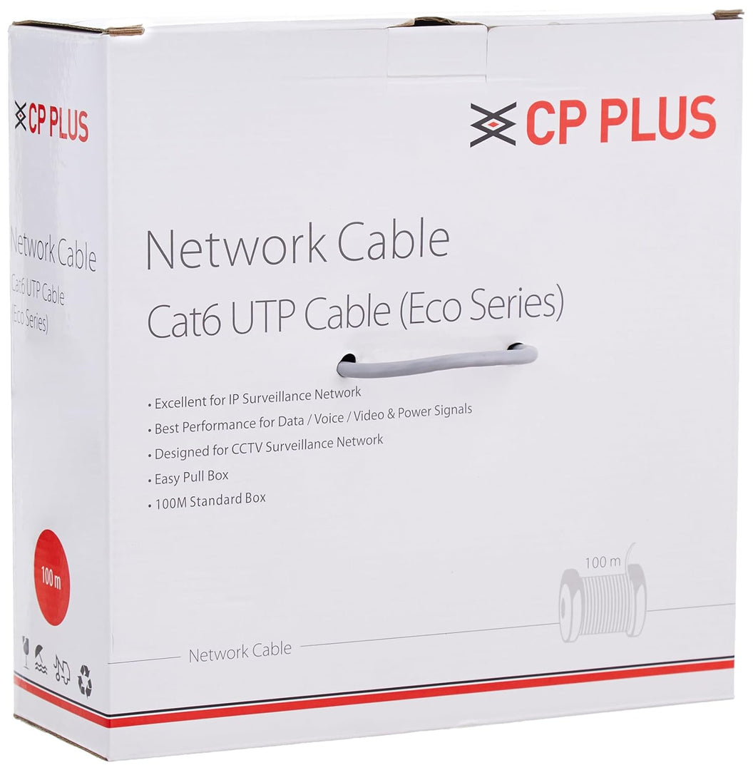 CP Plus Eco CAT6 100mtrs 24 AWG 4 Pair UTP Cable (CP-FUT-6TSRH-100)