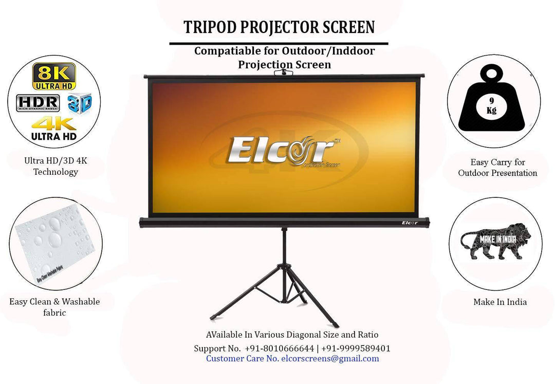 Elcor 4ft By 6ft 84 Inch tripod Projector Screens