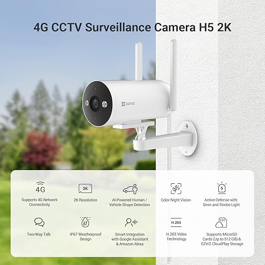 Ezviz H5 2K 3MP 4G Smart Outdoor Weatherproof Home Camera