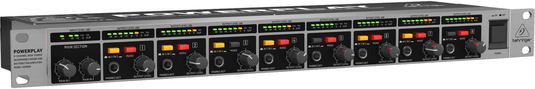 Behringer HA8000 V2 8 Channel High-Power Headphones Mixing and Distribution Amplifier