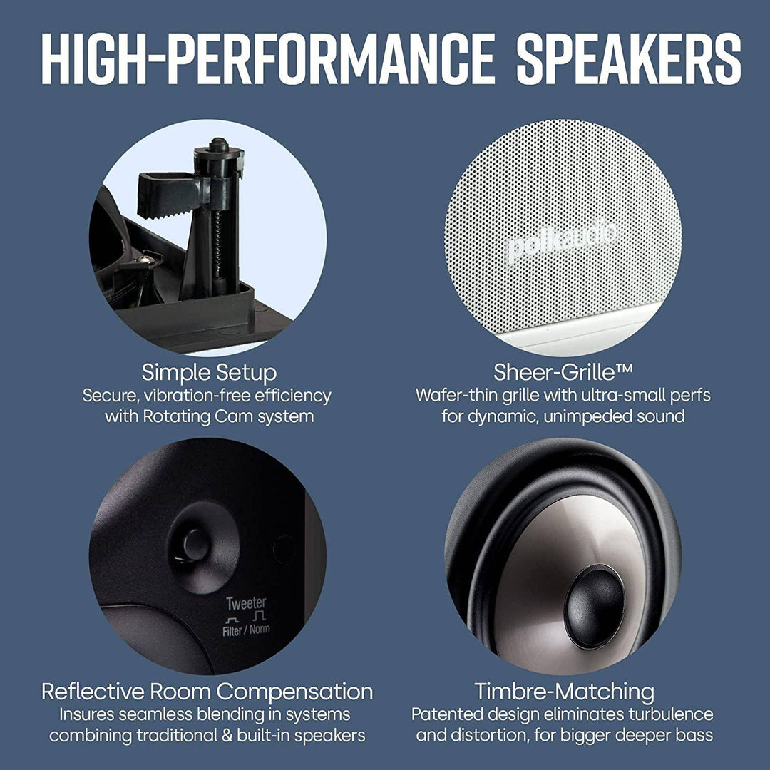 Polk Audio Vs 255-crt Vanishing Rt Series two-way Center Channel In-wall Speaker(each)