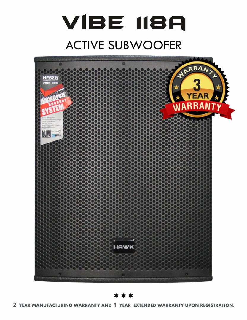 Hawk VIBE 118A 2600 Watts 18 inches Active Subwoofer