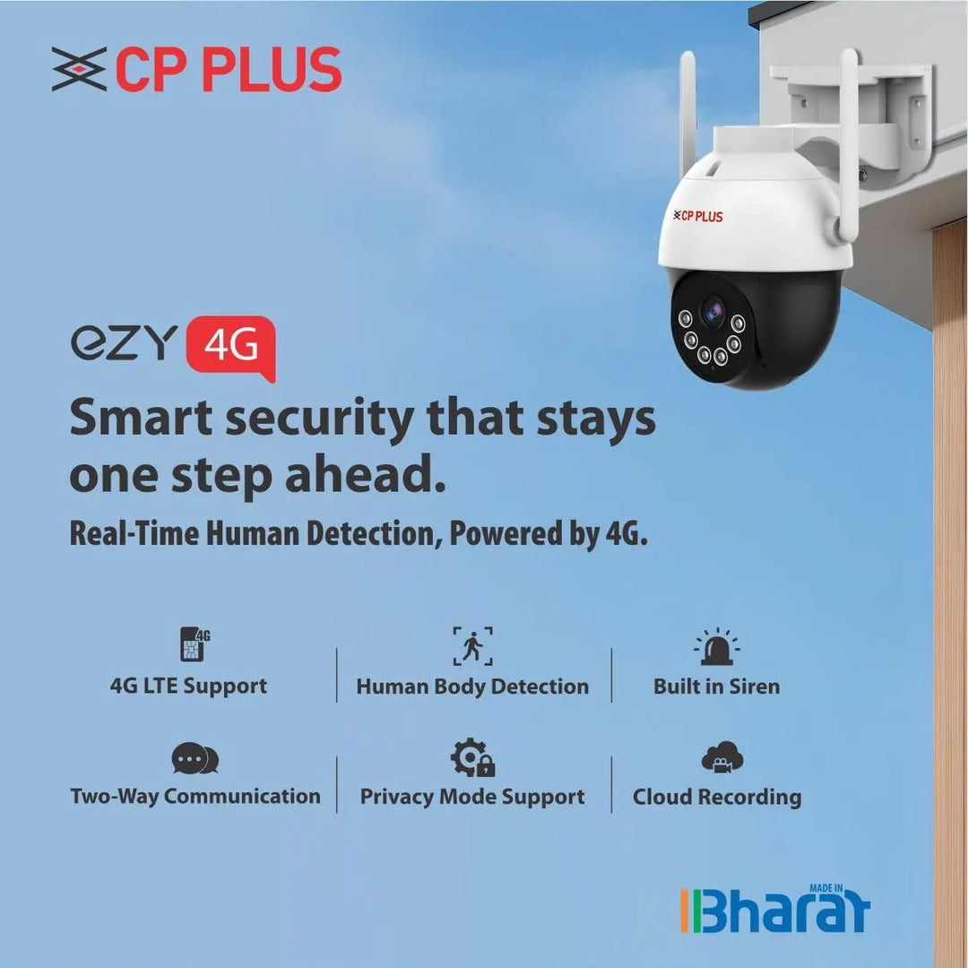 CP PLUS 3MP Outdoor CCTV Camera for Home | 4G SIM-Based Wireless Security Camera | EZ-S35T