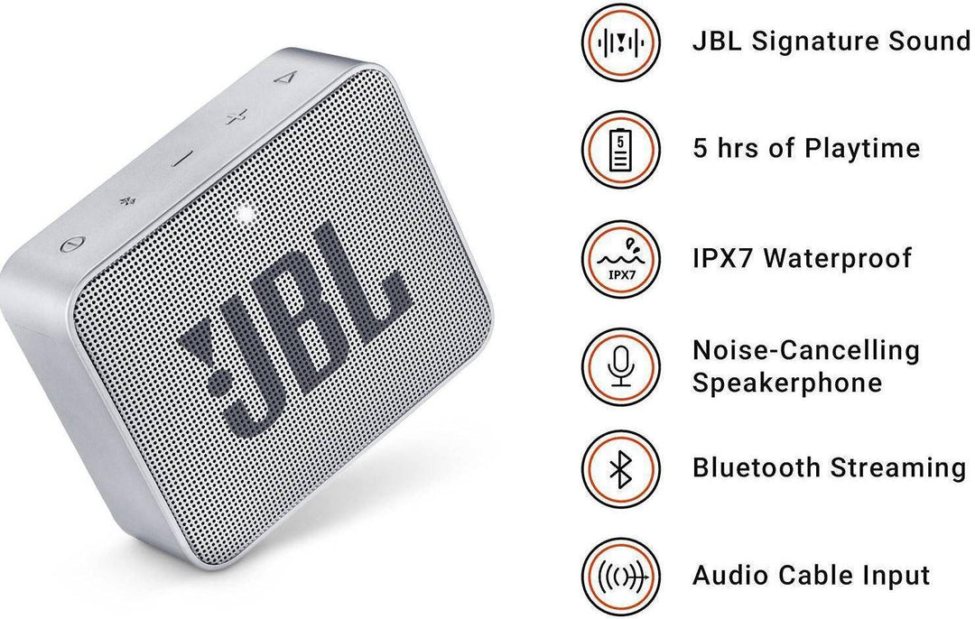 Jbl Go 2 Portable Bluetooth Waterproof Speaker With Mic Gray