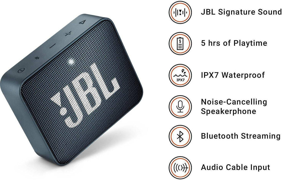 Jbl Go 2 Portable Bluetooth Waterproof Speaker With Mic Navy