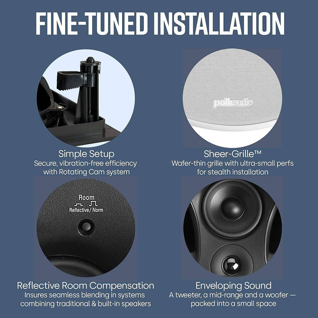 Polk Audio Vs 90 Rt 3 Way In Ceiling Speaker Vanishing Series Dual Band Pass Low Frequencies Speaker(each)