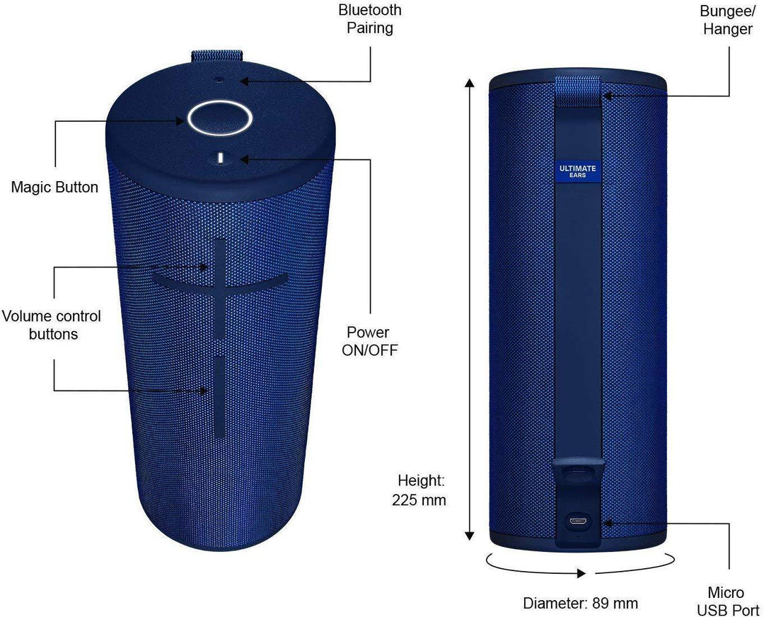 Ultimate Ears Megaboom 3 Waterproof Portable Bluetooth Speaker Blue