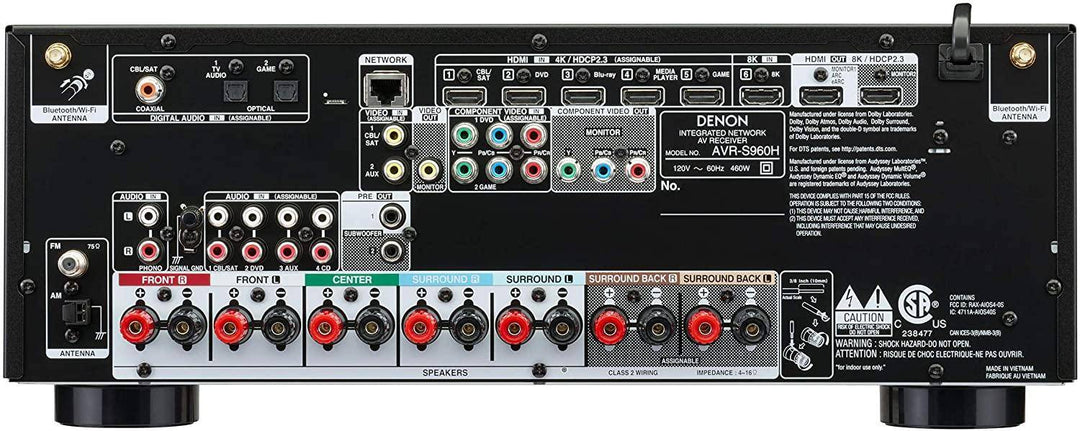Denon Avr-s960h 7.2 Channel 8k Av Receiver With 3d Audio, Voice Control And Heos Built-in