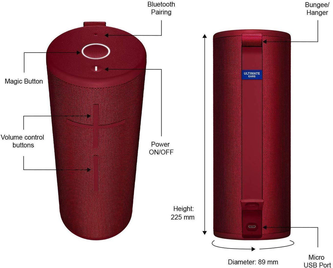 Ultimate Ears Megaboom 3 Waterproof Portable Bluetooth Speaker Red
