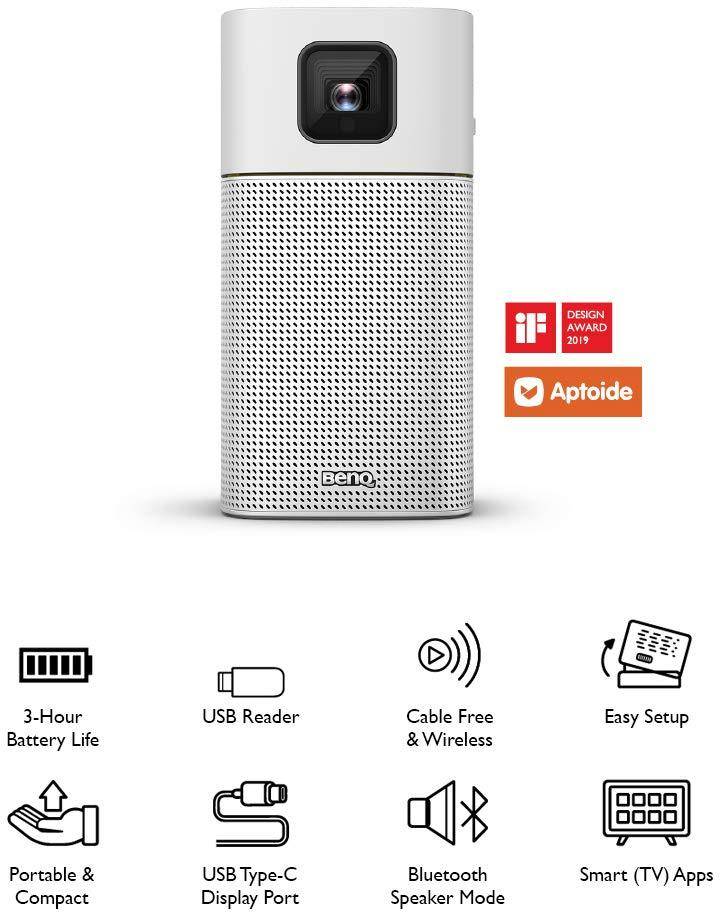 Benq Gv1 Portable Led Projector With Wi-fi And Bluetooth Speaker