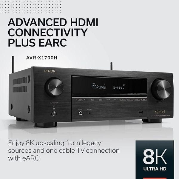 Denon Avr-x1700h 7.2-channel 8k Av Receiver With Heos technology