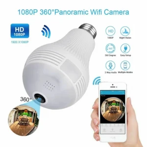 1080P Fisheye 360° Bulb Shape Panoramic Wireless Wifi IP CCTV Security Camera